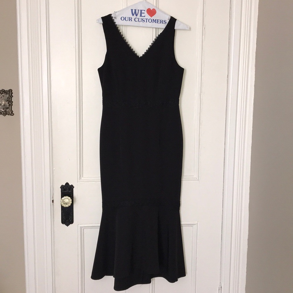 Nanette Lepore Black Flounced Midi Dress